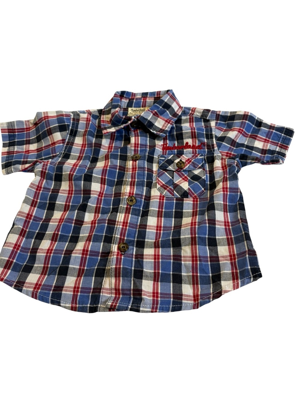 Timberland Red, Blue & White Plaid Button-Down Kids Shirt